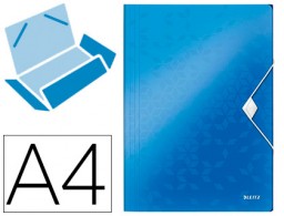 Carpeta de gomas Leitz A4 3 solapas polipropileno azul